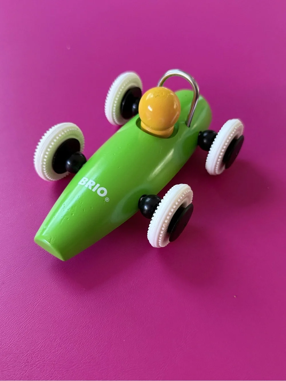 Brio Racecar Wooden Toddler Toy Preschool Kids Lime Green Wood Car Rubber Wheels